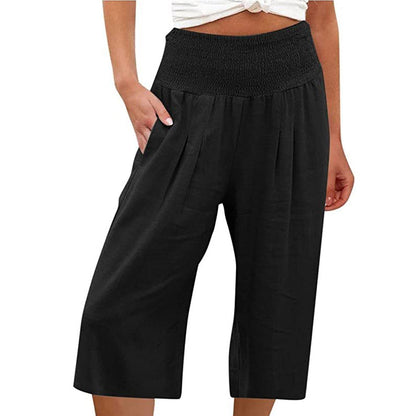 Lightweight Elastic Waist Crop Pants for Women