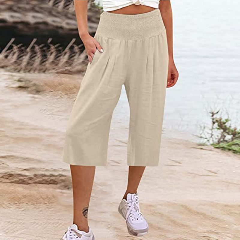 Lightweight Elastic Waist Crop Pants for Women