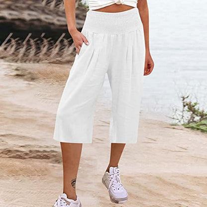 Lightweight Elastic Waist Crop Pants for Women