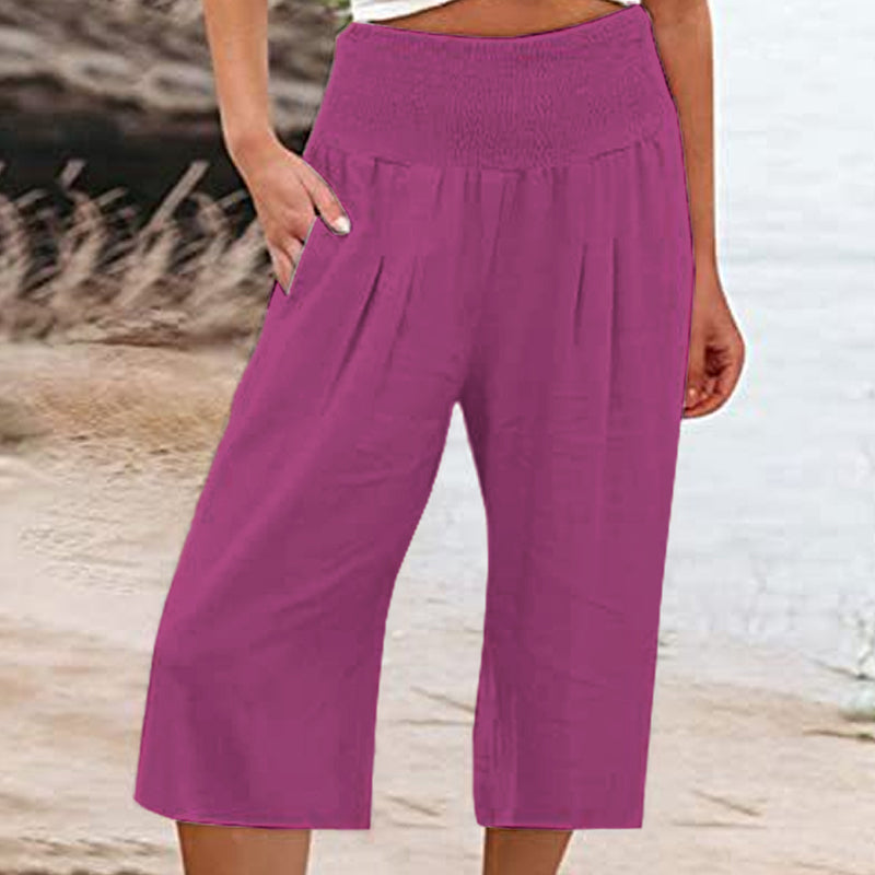 Lightweight Elastic Waist Crop Pants for Women