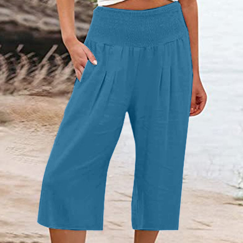 Lightweight Elastic Waist Crop Pants for Women