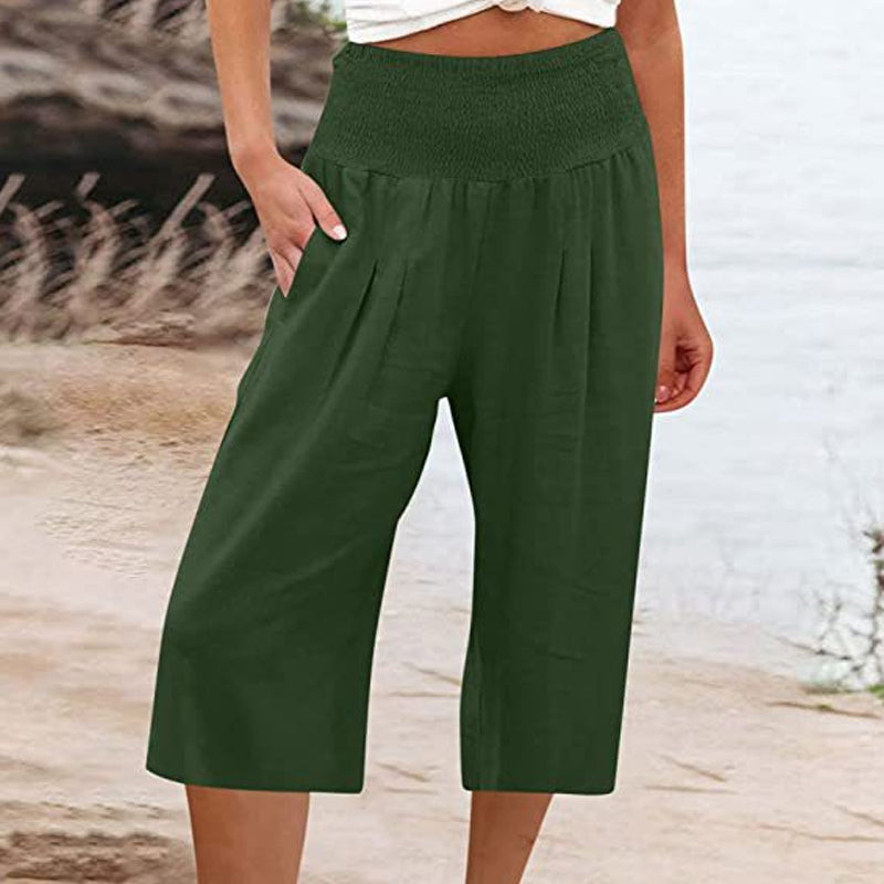 Lightweight Elastic Waist Crop Pants for Women