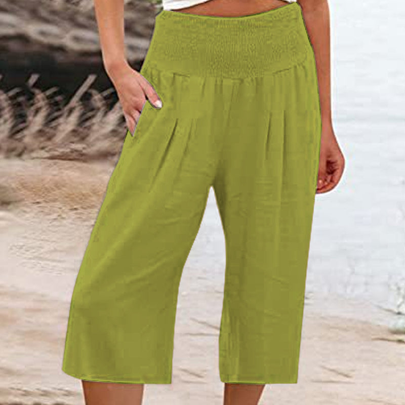 Lightweight Elastic Waist Crop Pants for Women