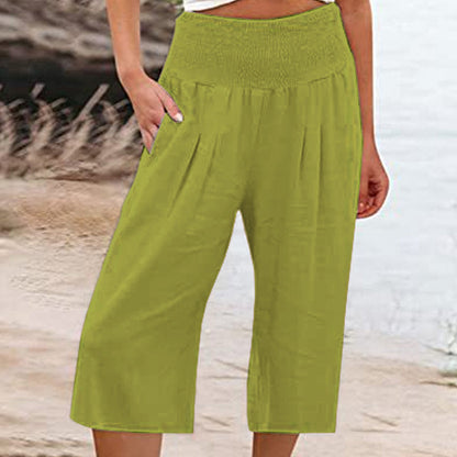 Lightweight Elastic Waist Crop Pants for Women