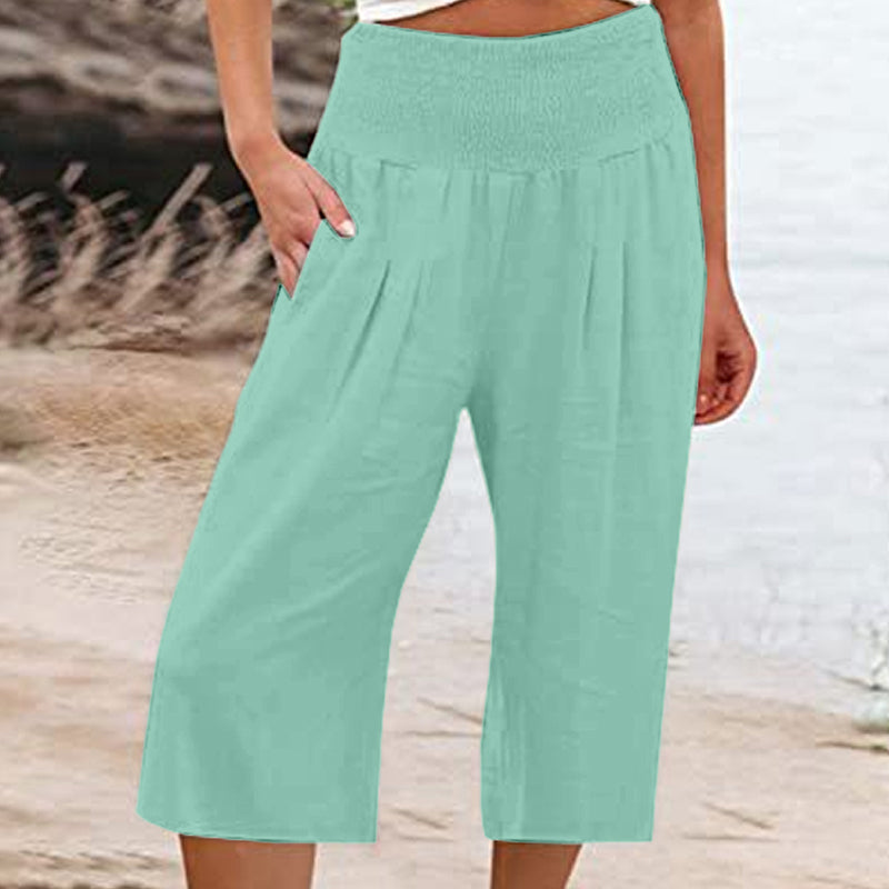 Lightweight Elastic Waist Crop Pants for Women