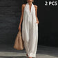 Sleeveless V-Neck Casual Jumpsuit with Pockets