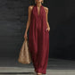 Sleeveless V-Neck Casual Jumpsuit with Pockets