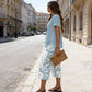 Casual Round Neck Layered Tunic Top and Wide Leg Pants Set