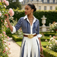 Women's Striped Shirt & Wide-Leg Pants 2-Piece Set