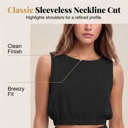 Women's Sleeveless Crop Top & Wide-Leg Pants Set