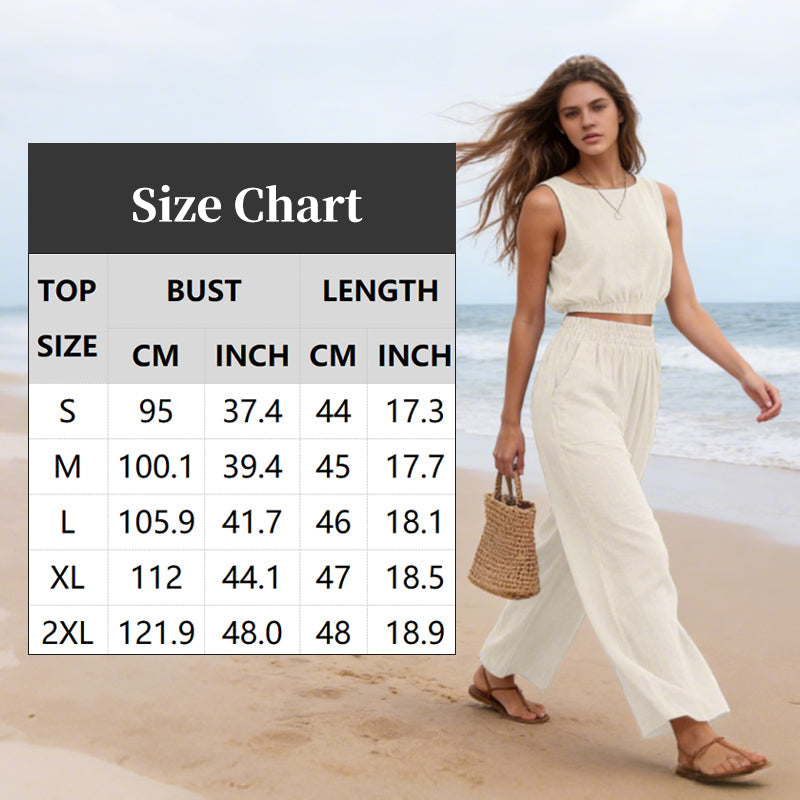 Women's Sleeveless Crop Top & Wide-Leg Pants Set