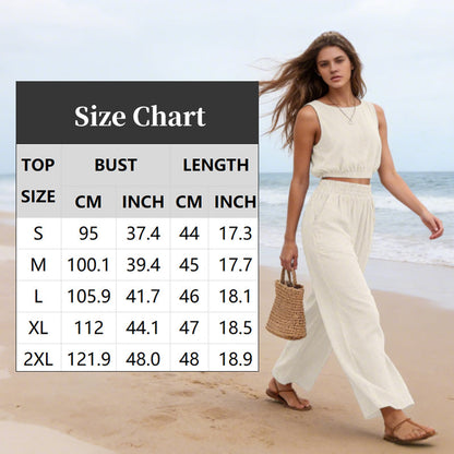 Women's Sleeveless Crop Top & Wide-Leg Pants Set