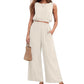 Women's Sleeveless Crop Top & Wide-Leg Pants Set