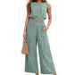 Women's Sleeveless Crop Top & Wide-Leg Pants Set