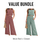 Women's Sleeveless Crop Top & Wide-Leg Pants Set