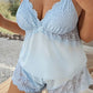 Women's Lace Trim Camisole & Shorts Pajama Set