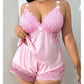 🥳2026 HOT SALE🥳💞50K+ SOLD!👗🌸 50% OFF! Lace Trim Camisole & Shorts Pajama Set – Soft satin-like fabric, adjustable straps & V-neck.
