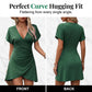 Women's V-Neck Ruched Wrap Dress