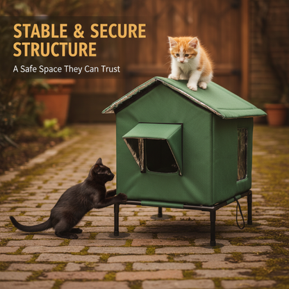 🏠50% OFF!🐈Elevated Insulated Outdoor Cat House – Weather-Resistant Shelter with Thermal Lining & Raised Stand