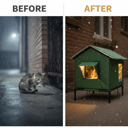 🏠50% OFF!🐈Elevated Insulated Outdoor Cat House – Weather-Resistant Shelter with Thermal Lining & Raised Stand