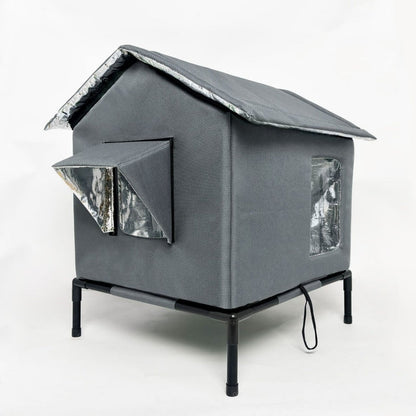 🏠50% OFF!🐈Elevated Insulated Outdoor Cat House – Weather-Resistant Shelter with Thermal Lining & Raised Stand