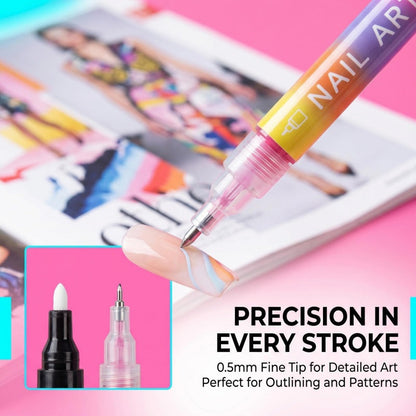 🖌️ Last Day Special Price £12.99 ! 🔥Buy more Save more🎁12-Color Nail Art Marker Pen Set
