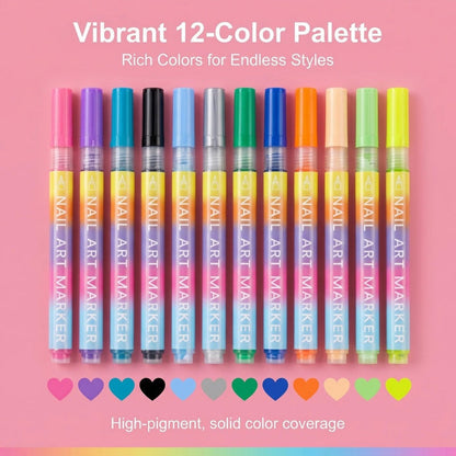 🖌️ Last Day Special Price £12.99 ! 🔥Buy more Save more🎁12-Color Nail Art Marker Pen Set