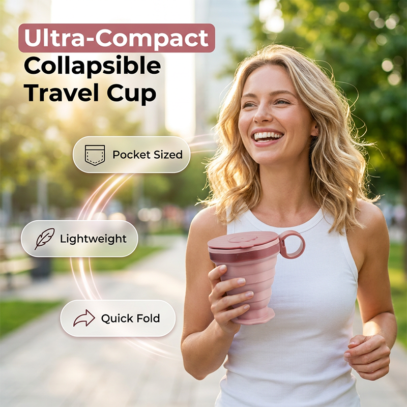 Collapsible Silicone Coffee Cup with Lid