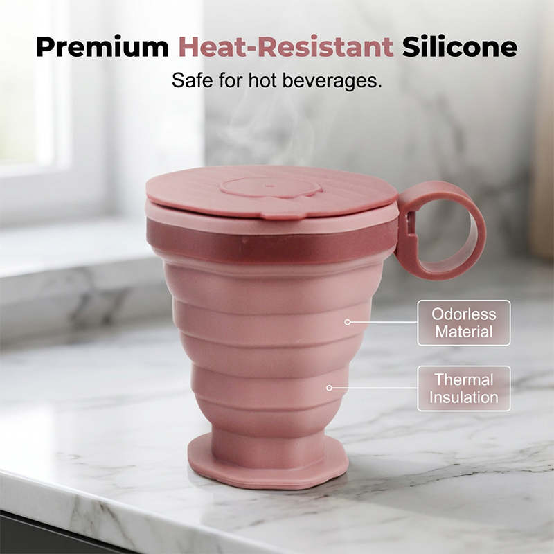 Collapsible Silicone Coffee Cup with Lid