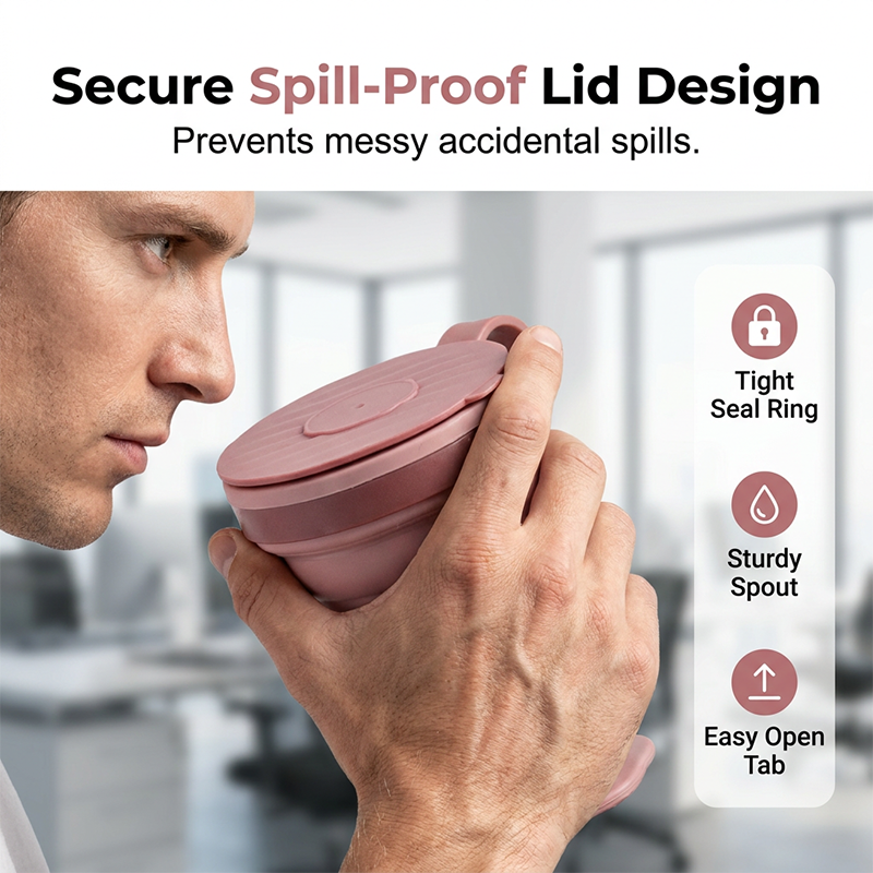 Collapsible Silicone Coffee Cup with Lid