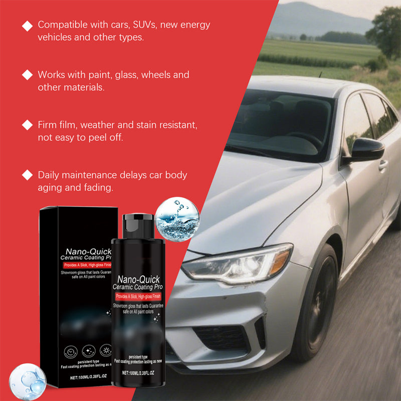 🚗BUY 2 GET 1 FREE ! ✨Nano Quick Ceramic Coating Spray – Instant High Gloss Shine, Hydrophobic UV Protection, Streak-Free DIY Car Detailing Spray for All Paint Colors