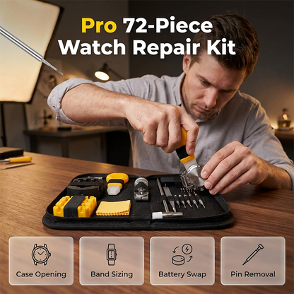 ⏰ Hurry - Limited Time ⚡72-Piece Watch Repair Tool Kit with Precision Tools & Case