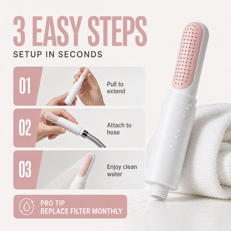 Portable Travel Shower Head with Filter Telescopic Lipstick Design