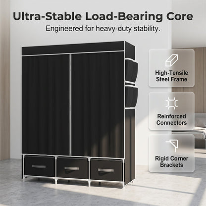 Portable Wardrobe with 3 Drawers