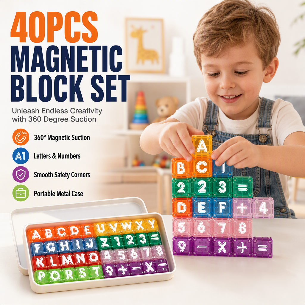 📚 Build Words, Count & Create – 40-Piece Magnetic Alphabet & Number Set. Durable & Easy to Store.