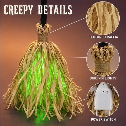 ⏳Limited-time 55% off⏰Animated Witch Broom Halloween Decoration with Lights and Sound🧙