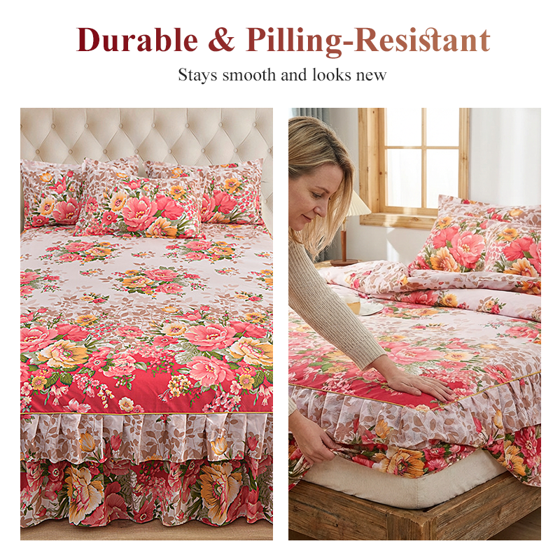 ⏳Limited-time 50% off⏰3-Piece Floral Ruffled Bed Skirt Set🌸🛏️
