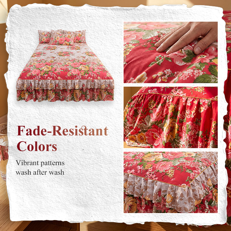 ⏳Limited-time 50% off⏰3-Piece Floral Ruffled Bed Skirt Set🌸🛏️