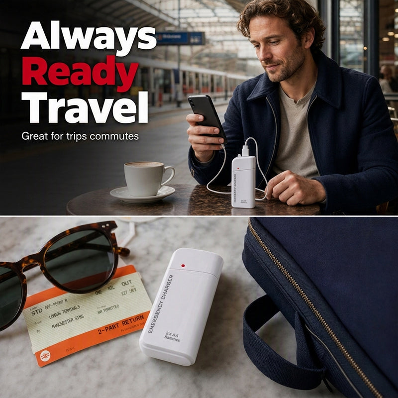 🥳HOT SALE! Portable Emergency Phone Charger AA Battery Powered Power Bank with LED Flashlight – Backup Power & Light Anywhere! 🔋✨