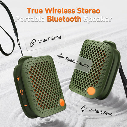 🎵Portable Bluetooth Speaker with TWS Stereo IPX5 Waterproof Mini Wireless Speaker