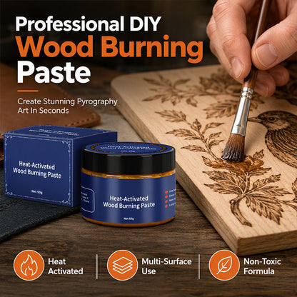 🔥50% OFF! Heat-Activated Wood Burning Paste – DIY Pyrography on Wood, Leather & Canvas with Heat Gun! 🎨✨