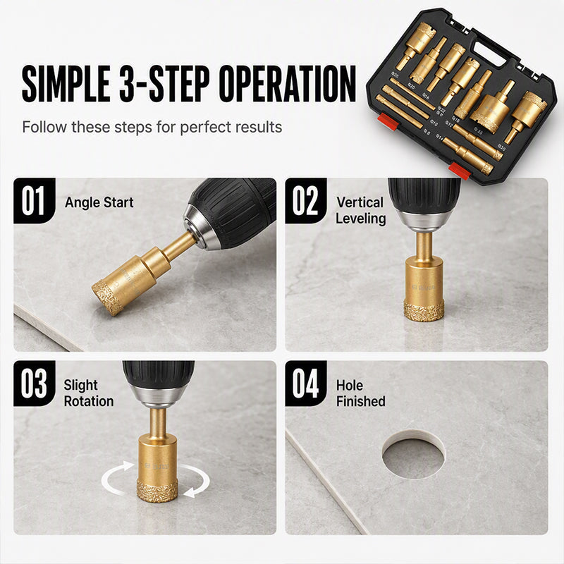 🥳HOT SALE! 12-Piece Dry Diamond Tile Hole Saw Kit 🔧✨