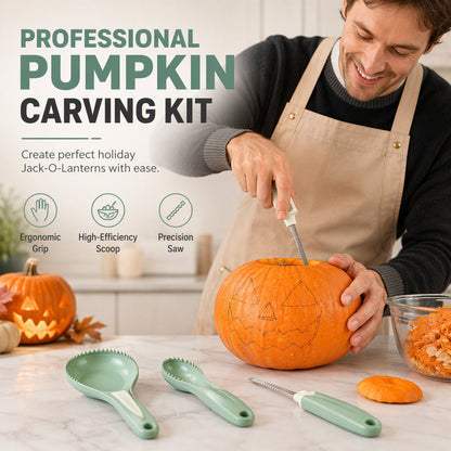 3-in-1 Pumpkin Carving Kit & Melon Pulp Separator Set