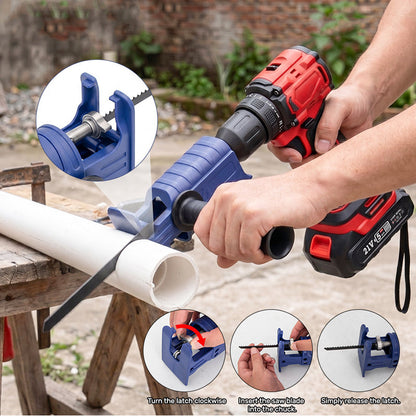 ⏳Time-Limited Special⏰Drill-to-Reciprocating Saw Adapter – Turn Your Drill Into a Cutting Tool for Wood, Plastic & Branches ✨