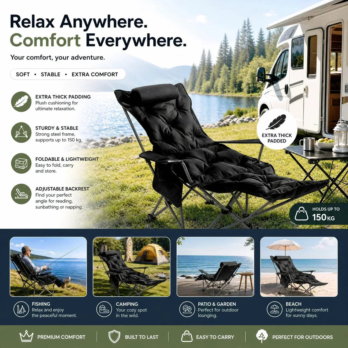 ⏳Time-Limited Special⏰Portable, adjustable folding chair for outdoor use – Lightweight, sturdy & versatile 🏕️✨