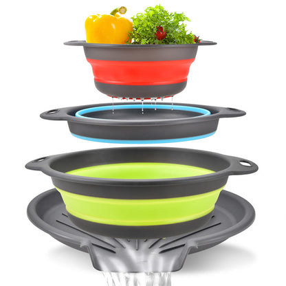 ⏳Time-Limited Special⏰Careluxpro 3-Piece Collapsible Colander Set – With Draining Base, Space Saving, For Fruit Veggies Pasta 🧺