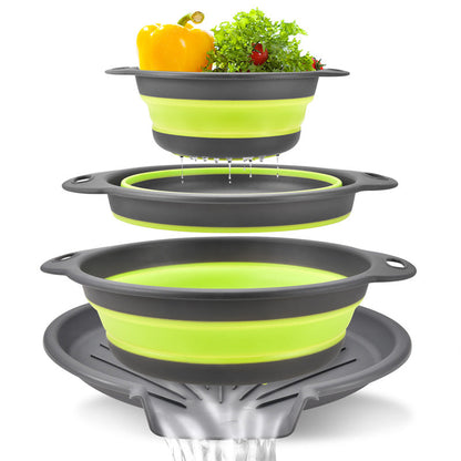 ⏳Time-Limited Special⏰Careluxpro 3-Piece Collapsible Colander Set – With Draining Base, Space Saving, For Fruit Veggies Pasta 🧺