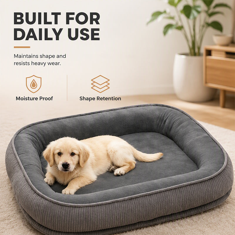 🛋️🐾All-Season Bolster-Style Pet Bed | Dual-Texture Fabric Provides Cozy Rest All Year Round🪑