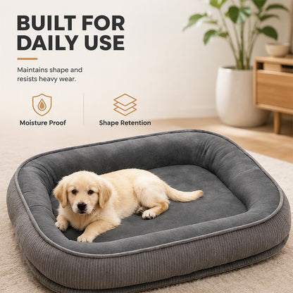 🛋️🐾All-Season Bolster-Style Pet Bed | Dual-Texture Fabric Provides Cozy Rest All Year Round🪑