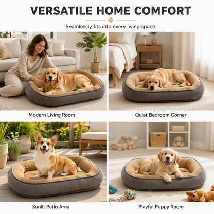🛋️🐾All-Season Bolster-Style Pet Bed | Dual-Texture Fabric Provides Cozy Rest All Year Round🪑